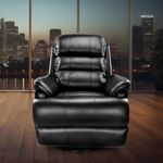 Little NAP Quies Soft Leatherette Single Motorized Rocking & Revolving Recliner | Padded 1 Seater Aaram Sofa | Relaxing Chair for Home Office Living Bed Room | 3 Year Warranty | Black