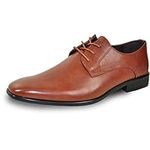 bravo! Men Dress Shoe King-1 Classic Lace Up Oxford Plain Toe with Leather Sock Brown Size 13W