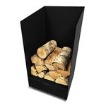 Volcann 65cm Tall Compact Steel Firewood Log Basket with Drawer - Fireplace Wood Holder Metal Store with Handheld, Storage for Indoor Woodstove, Fireside Accessories