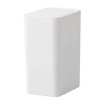 Garbage Can with Lid, Slim Modern Plastic Odor Free Trash Can with Liner Holder for Bathroom, Bedroom, Office, Living Room, Minimal Rectangular Indoor Waste Bin Push Open, 2.2 Gallon/ 8.5 Liter, White