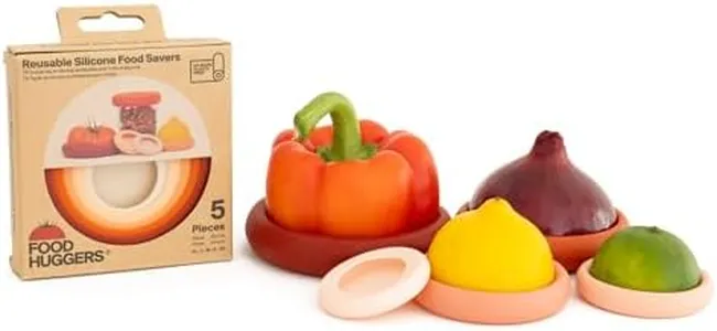Food Huggers 5pc Reusable Silicone Food Savers | BPA Free & Dishwasher Safe | Fruit & Vegetable Produce Storage for Onion, Tomato, Lemon, Banana, Cans & More | Round, Terracotta