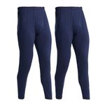 LANBAOSI Pack of 2 Mens Thermal Long Johns Bottoms Underwear Baselayer Leggings Winter Warm Soft Trousers Bottoms Pants Navy