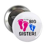 CafePress Big Sister Baby Footprints 2.25&Quot; Button 2.25" Button, White, One Size