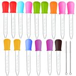 15 PCS Liquid Droppers, Silicone and Plastic Eye Droppers Pipettes 5ML Liquid Dropper Pipette Medicine Transfer Dropper Pipettes with 2 Cleaning Brushes for Kids Children Gummy Making Candy Mold