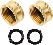 Hourleey Brass Garden Hose End Caps, 2 Pack 3/4" Female End Cap, Garden Hose End Caps with 2 Washers