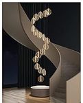 BTZHY Light Luxury Nordic Hollow Duplex Building,Staircase Chandelier Modern,Simple,Atmospheric,Living Room, Villa,Loft Rotating Long Chandelier(Size:18 Heads)