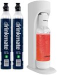 Drinkmate OmniFizz Sparkling Water and Soda Maker, Carbonates Any Drink Not Just Water, Fizzy Drink Maker, Water Carbonator, Sparkling Water Machine, 2x 60L CO2 Cylinder Included, Classic White