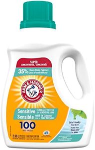 Arm & Hammer Liquid Laundry Detergent for Sensitive Skin, Super Concentrated, Skin Friendly Fresh Scent, 100 Loads, 2.96-L