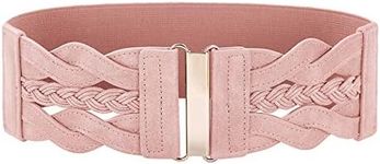 GRACE KARIN Women's Elastic Wide Belts Vintage Stretchy Belt Retro Fashion Cinch Belts for Dresses, Pink