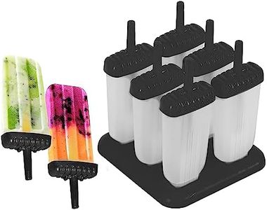 Storite Set of 6 Plastic Reusable Ice Pop Makers, Homemade Popsicle/Frozen Ice Cream Moulds Tray/Kulfi Candy Ice Lolly Mold for Children & Adults - Black