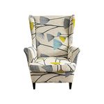 HAOYONG Printed Wingback Armchair Covers 2 Pieces Wing Chair Slipcover High Stretch Chair Slip Covers Washable Furniture Protector for Wingback Chair