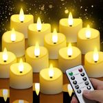 LED Tea Lights 12 Pack with Remote and Timer, Battery Operated Flameless Tea Lights, Flickering Candles for Weddings, Parties, Halloween, Christmas Home Decoration