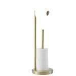 Free Standing Toilet Paper Roll Holder Stand with Reserve, Gold Brushed
