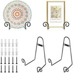 Sumnacon Plate Hangers for the Wall 8 Inch Metal Wall Plate Hangers with Screws,4 Pack Plate Holders for Displaying on the Wall Decorative Black Plate Stand for Plate Bowl Board Displaying