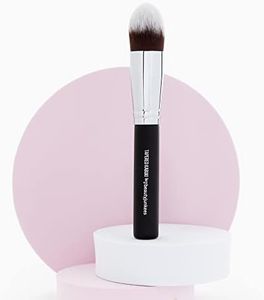 Under Eye Concealer Brush - Beauty Junkees Tapered Kabuki Brush with Soft Synthetic Bristles for Concealing, Blending, Setting, Buffing with Powder, Liquid, Cream Cosmetics, Vegan Makeup Brushes