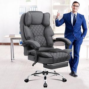 ALFORDSON Ergonomic Office Chair with 150° Recline,Gaming Executive Computer Racer Swivel Chair with Footrest and Adjustable Height,Home Fabric Chair with Lumber & Back Support Work(Fabric Grey)