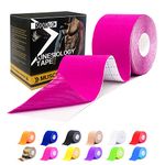 kinesiology tape rock tape physio tape 5m roll, elastic therapeutic sports tape for shoulder, ankle, elbow, wrist, knee support, waterproof physiotherapy body tape for muscle pain by SOONGO (Pink)