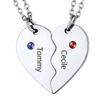 U7 BFF Necklace for 2/3/4/5/6 Women Girls Stainless Steel Personalized Family/Sibling/Friendship Jewelry Set Custom Best Friend Name Engrave Heart Puzzle Matching Pendant Necklaces, Medium, Stainless