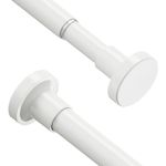 WELDUN 2 PCS Extendable Curtain Tension Rod, 46-119CM No Drill Telescopic Shower Curtains Rail, Adjustable Strong Spring Rod for Window Bathroom, Bedroom, White