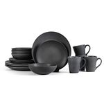 Stone Lain Grao Stoneware 16-Piece Dinnerware Set, Grey