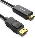 AVACON 4K DisplayPort to HDMI 6 Feet Gold-Plated Cable, Uni-Directional DP 1.2 Computer to HDMI 1.4 Screen DisplayPort to HDMI Adapter Male to Male Black