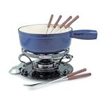 Swissmar KF-66518 Lugano 9-Piece Cast Iron Cheese Fondue Set (Deep Blue)