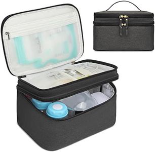 QIUXQIU Breast Pump Bag for Hands-Free Wearable Breast Pumps、Bottles,Pump Parts, and Storage Bag，Tote Bag，Multi-Function Breastmilk Cooler Bag Insulated Bag(Black)