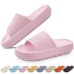 BHFRGAS Cloud Sliders Women Men，Cloud Slippers with Thick Outsole，Non-Slip Soft Summer Mens Womens Slippers Flip Flops，Shower Bathroom Slippers Pillow Slides for Beach,Pool and Outdoor，Pink,3.5-4 UK