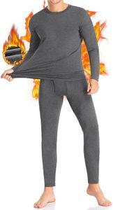 SIMIYA Thermal Underwear Set for Men Soft Fleece Lined Long Johns Base Layer Set Top Bottom Cold Winter (Deep Grey, L)