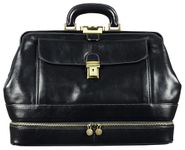 Time Resistance Leather Doctor Bag Purse Medical Briefcase Vintage Black Key Lock Handbag