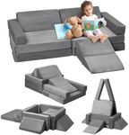 GarveeHome Modular Kids Couch 12pcs Nugget Couch with Ball Pit,Toddler Couch for Creative Boys Girls, Convertible Nugget Couch Kids Modular Play Couch, Kids Sofa for Playroom,Grey, 47.2"x23.6"x11"