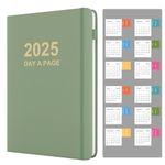 Dzhzal Diary 2025 A5 Day Per Page Appointment Book, From January 2025 to December 2025 Hourly Diary with 2025 Calender Stickers, Banded Leather Hardcover, Inner Large Pocket 5.7"x8.3"