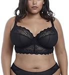 Elomi Women's Charley Longline Underwire Bralette Plunge Bra, Opaque, Black, 40H US