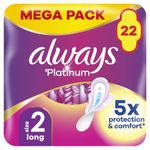 Always Platinum Long (Size 2) Sanitary Towels with Wings 22 Pads