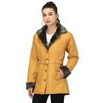 DIMPY GARMENTS BuyNewTrend NS Butter Women Jacket with Fur Collar (Small, Yellow)