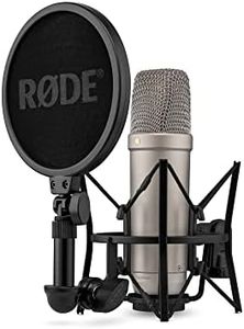 RØDE NT1 5th Generation Large-Diaphragm Studio Condenser Microphone with XLR and USB Outputs, Shock Mount and Pop Filter for Music Production, Vocal Recording and Podcasting (Silver)