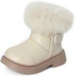 MK MATT KEELY Girls Snow Boots Kids Winter Outdoor Waterproof Boots Toddler Walking Shoes with Anti-Slip Rubber Sole,Beige,5.5 UK Child