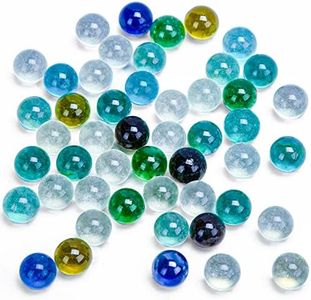 POPLAY 50 PCS Beautiful Player Marbles Bulk for Marble Games,Multiple Colors(1 Whistle for Free)