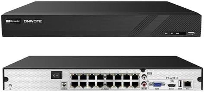 ONWOTE 16 Channel 4K PoE NVR, Superlive Plus App, Only Work with ONWOTE 8MP/6MP/5MP PoE IP Cameras, 16CH Commercial Video Audio Security Network Recorder, 2 SATA Support 20TB (No Hard Drive Included)