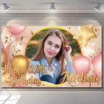 Happy Birthday Backdrop Background Banner Personalised Rose Gold Sign Poster Fabric Glitter Cloth Curtain Party Decorations man woman kids