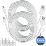 2-Pack 30FT USB to Micro USB Extension Power Cable, Long Charging Cord, 21AWG OFC, Oxygen-Free Copper, Compatible with Wyze Cam, Nest Cam, Yi Home Camera, Kasa Cam Security Camera, White