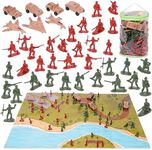 Army Men Action Figures with Map, Includes Carrying Tote for Easy Clean up & Storage (210 Pieces)