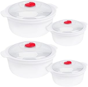 Belle Vous (Lot de 4) Boite Repas Micro Ondable avec Couvercle à Vapeur - 800-1300 ml Sans BPA - Boite Micro Onde/Rangement avec Valve de Régulation Vapeur - Compatible Congélateur/Lave-vaisselle