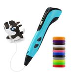3D Pen for Kids,3D Printing Pen with 12 Color PLA Filaments(1.75mm),3D Drawing Pen with LED Display, Stencil Book, Christmas Art＆Creative Crafts Gift for Kids (Blue)