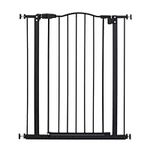 PawHut Pressure Fit Dog Stair Gate No Drilling Safety Gate Auto Close for Doorways, Hallways, 74-80cm Adjustable, 94cm Tall, Black