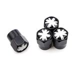 Tire Valve Caps (4 Pcs/Set) Aluminium Alloy/Copper, M Word Flag Stem Covers (Black)