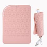 Heat Mat for Hair Straighteners, Silicone Heat Resistant Mat for Curling Irons, Heat Proof Protection Mat for Travel Home Salon Flat Iron Hair Styling Tools(8.58X 6.2, Pink)