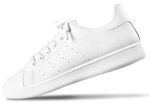 FITFOOT PU Leather Platform Trainers - Women's Low-Top Round Toe Sneakers - Great for Outdoor, Leisure and Daily Wear (White, Numeric_4_Point_5)