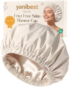 Yanibest Shower Cap for Women Reusable Waterproof,Satin Lined Bath Cap with Soft Elastic Band,Large Washable Hair Caps for Shower
