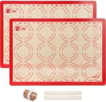 Silicone Baking Mat Set, GUANCI Grade Food Baking mats Non-Stick Reusable Pizza Bakeware Mat for Making Macaroon, Pizza, Cookie, Pastry, Bread, Brown (2PCS-RD)